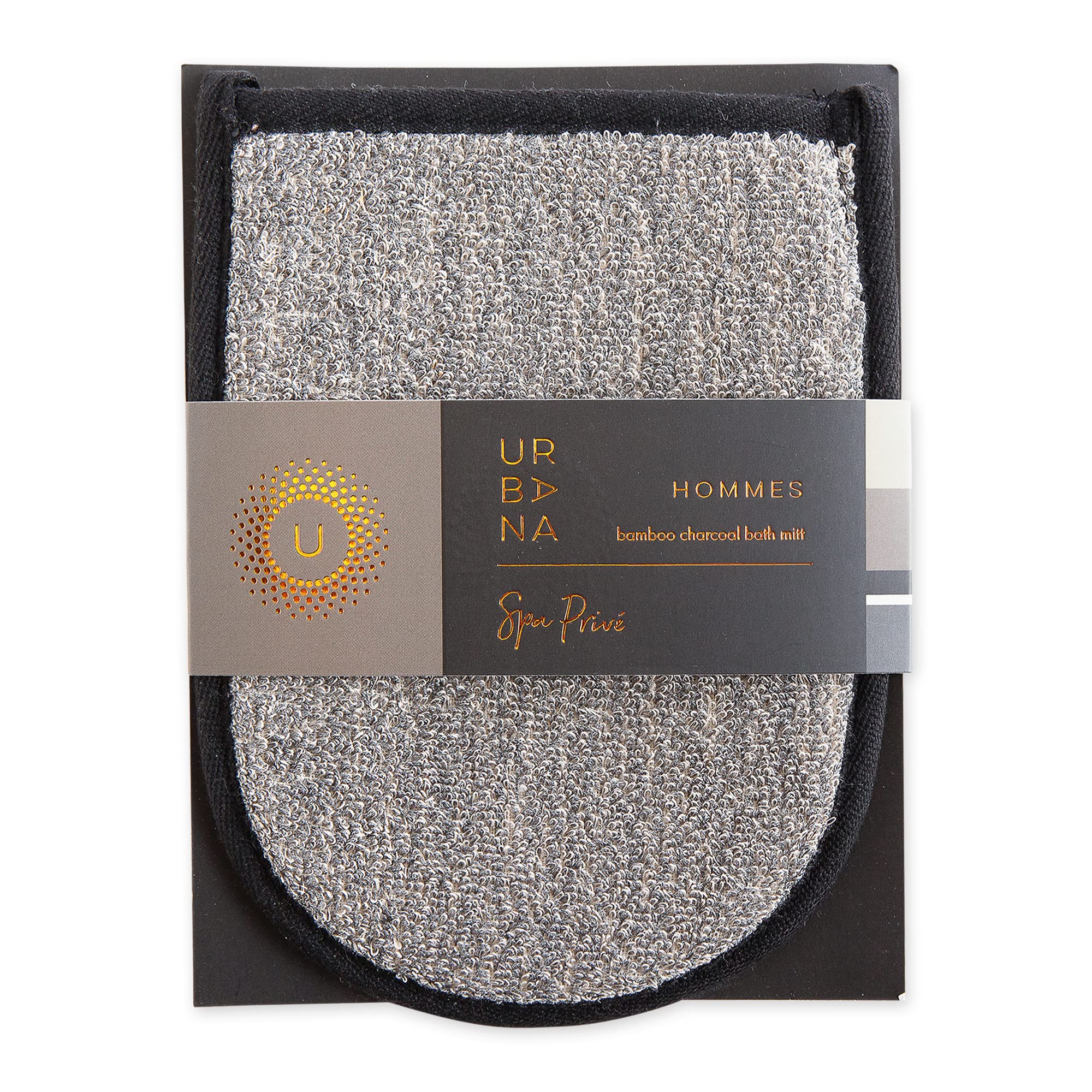 Urbana Spa Prive Men's Bamboo Charcoal Collection, Bath Mitt